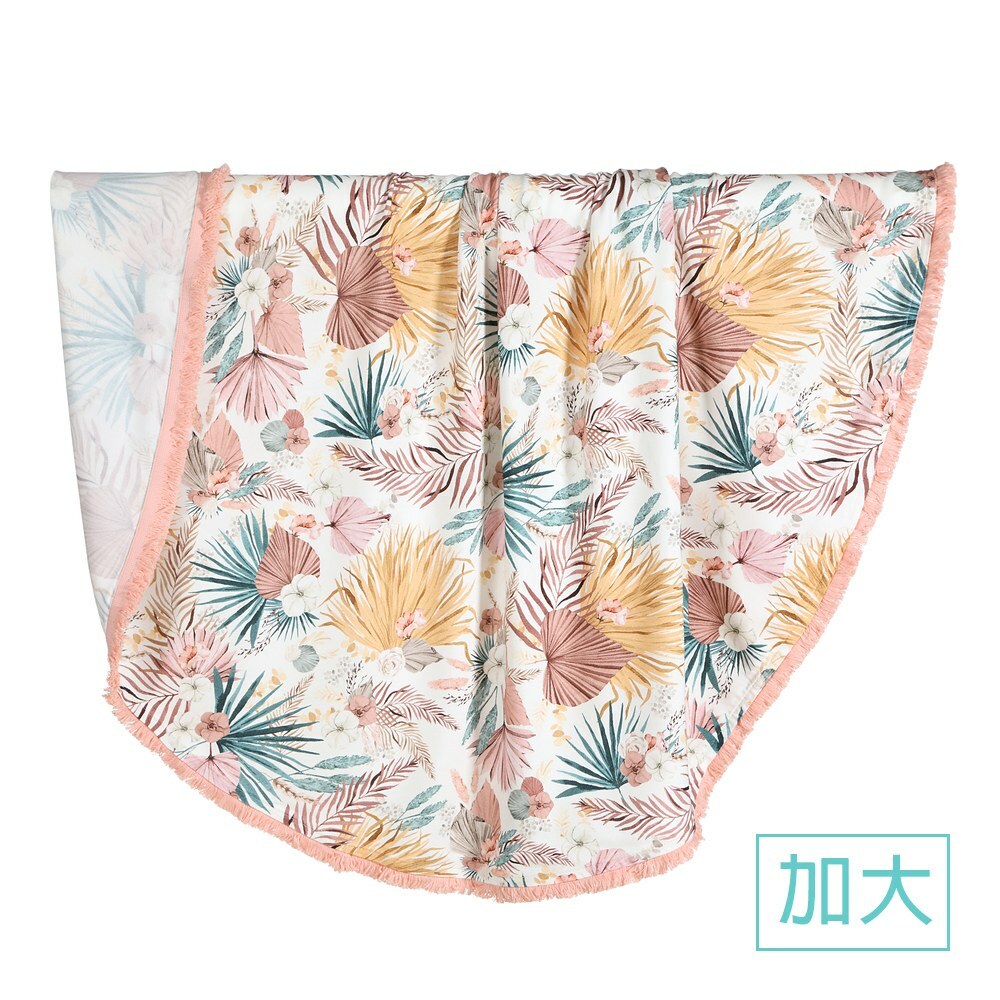 La Millou波蘭 竹纖涼感巾加大款圓形流蘇｜抗菌包巾｜棕櫚美妍花