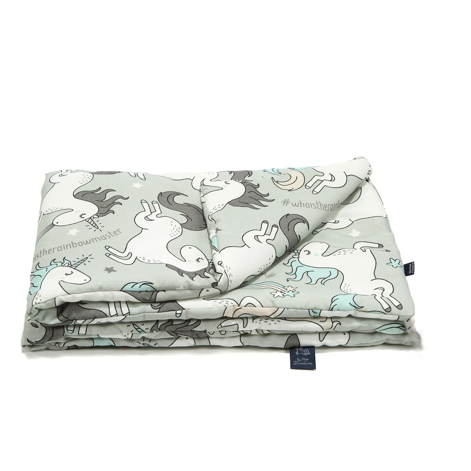 La Millou波蘭 竹纖涼感被(140x110cm)｜抗菌被｜無流蘇簡約質感｜童話獨角獸(綠底)