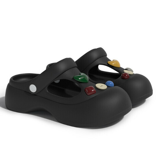 Hot selling beach Baotou hole-in-the-wall slippers [black] [size 36-41] (please contact customer service to confirm the delivery size after placing the order)