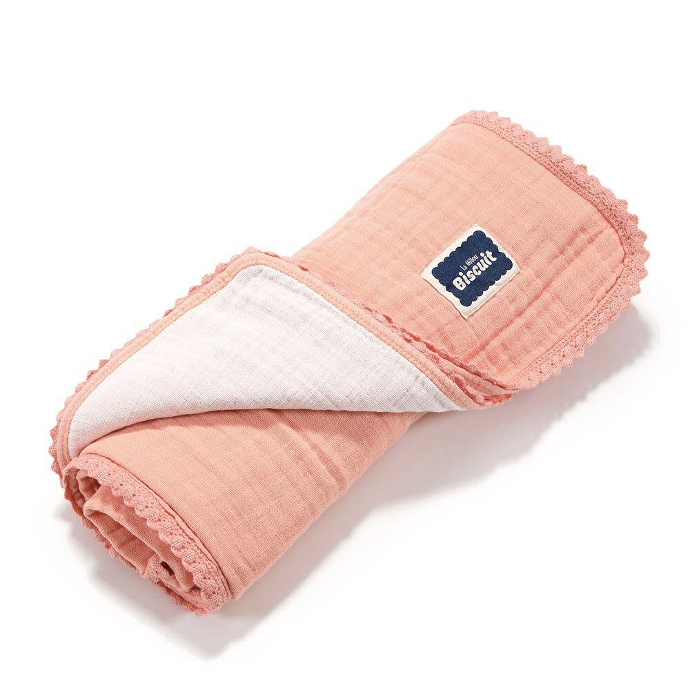 La Millou波蘭 Biscuit 100%純棉雙層餅乾紗布毯(100x100cm)｜大地橘