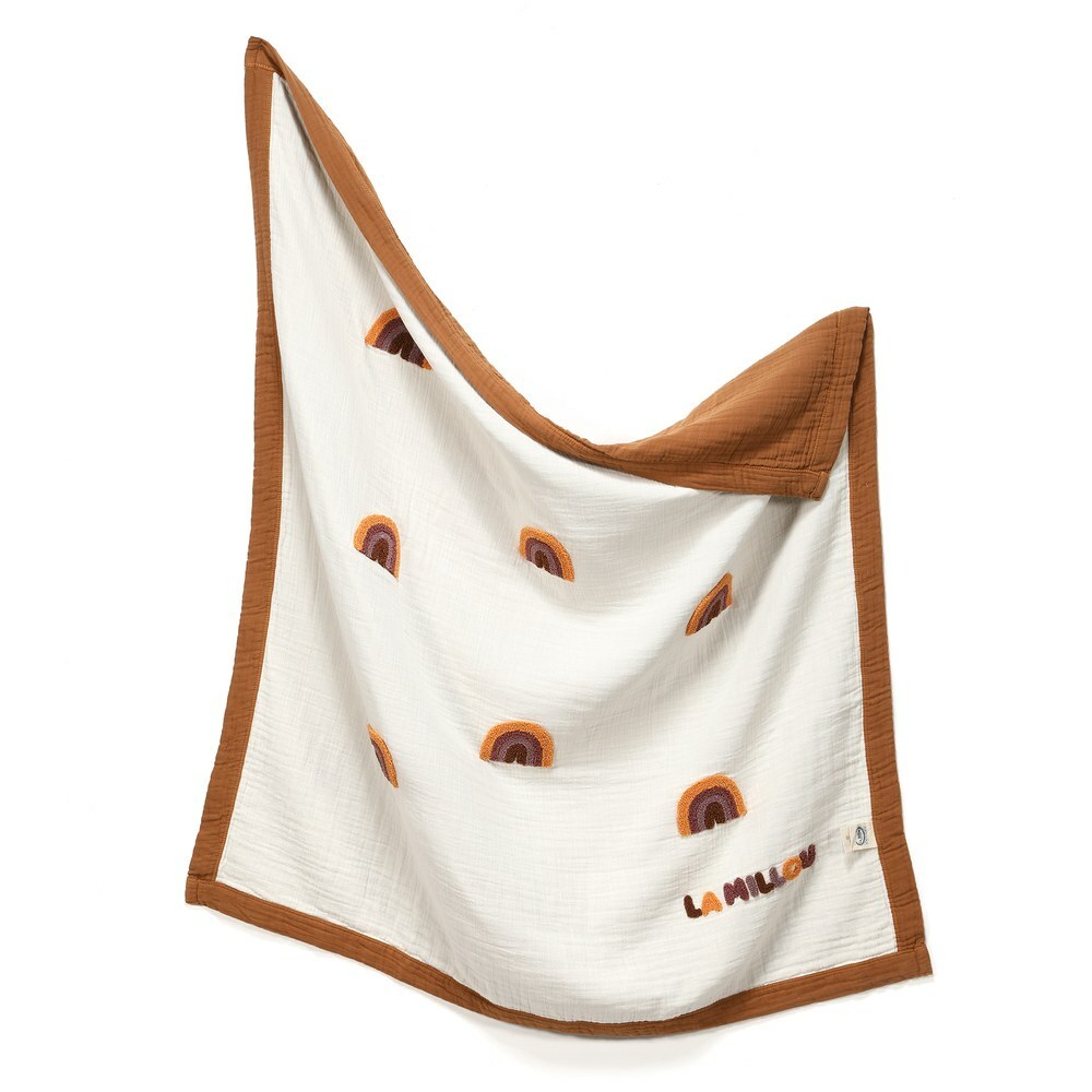 La Millou波蘭 Biscuit 100%純棉四層餅乾彩虹紗布毯(90x100cm)｜大地褐