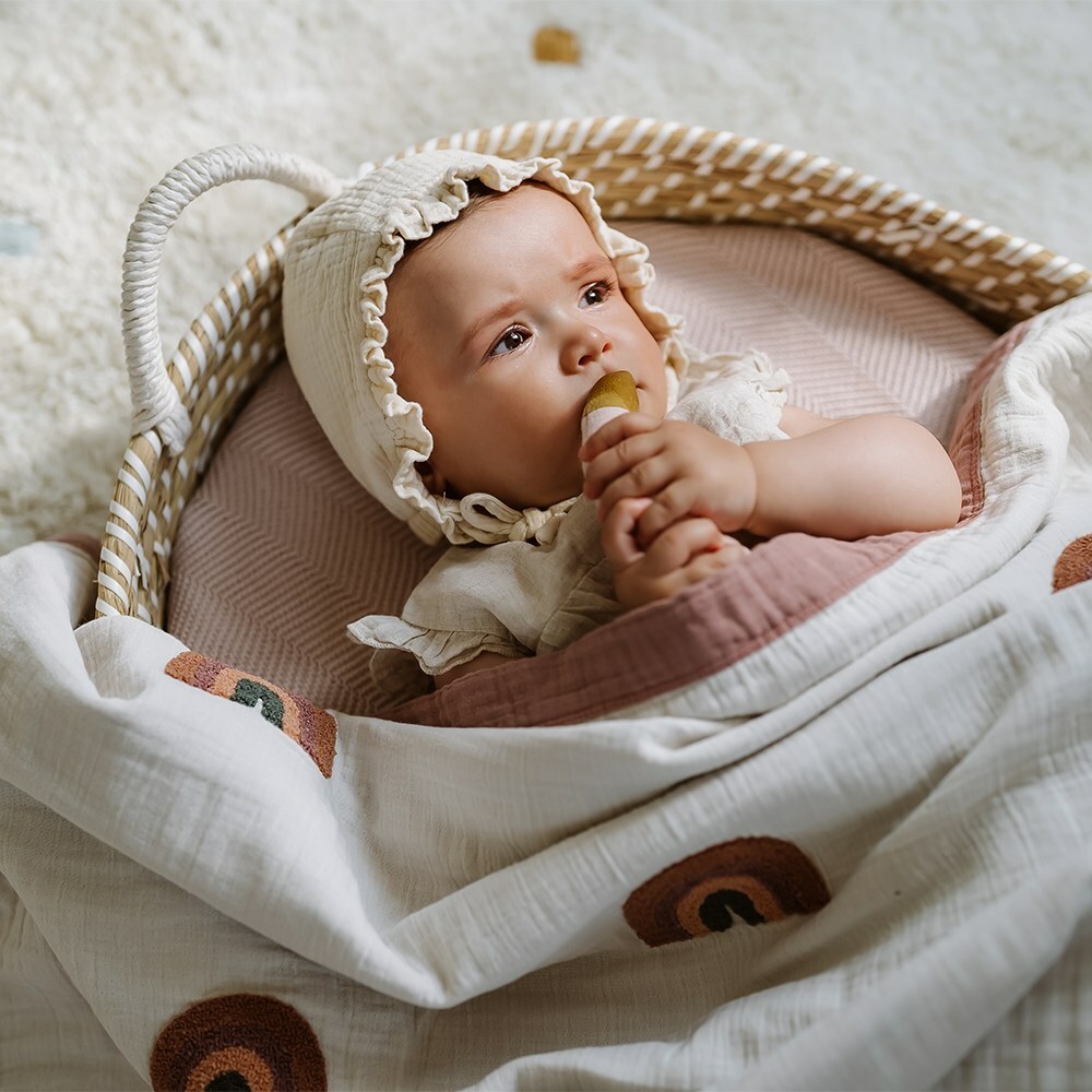 La Millou波蘭 Biscuit 100%純棉四層餅乾彩虹紗布毯(90x100cm)｜大地粉