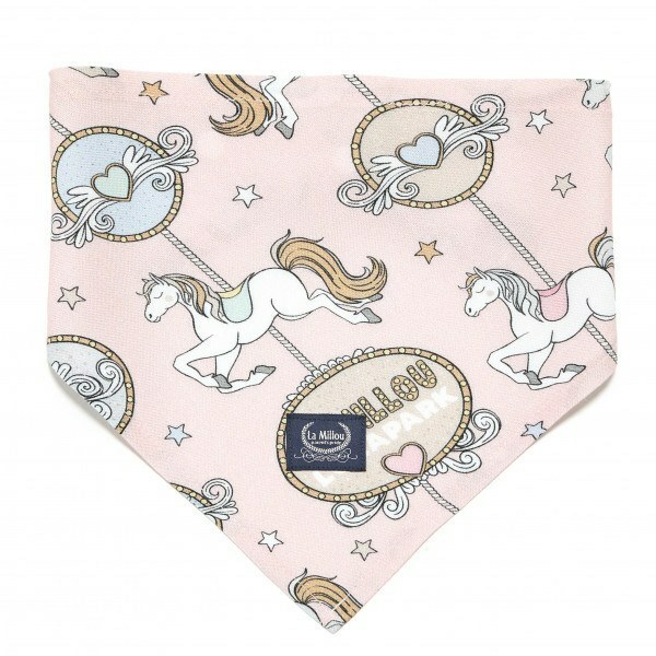 La Millou波蘭 竹纖涼感口水兜｜抗菌口水兜｜旋轉小木馬(粉底)