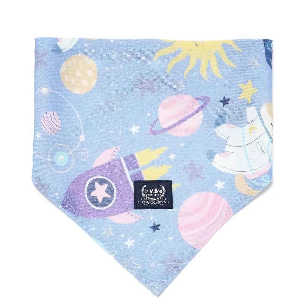 La Millou波蘭 竹纖涼感口水兜｜抗菌口水兜｜星空胖柯基(藍底)