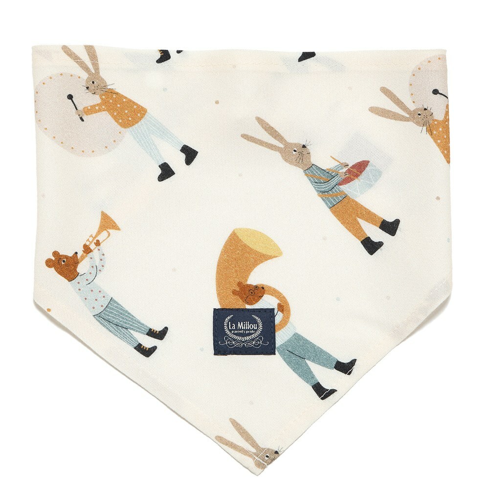 La Millou波蘭 竹纖涼感口水兜｜抗菌口水兜｜兔兔演奏家(藍)