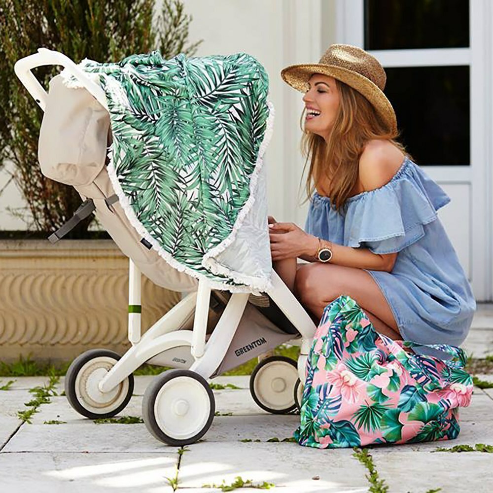 La Millou波蘭 FEERIA 多功能時尚媽媽購物袋｜白鷺蓮花(藍底)