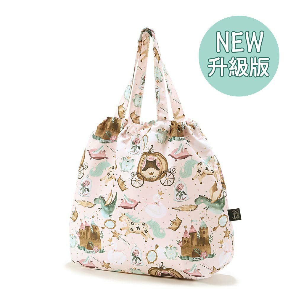 La Millou波蘭 FEERIA 多功能時尚媽媽束口購物袋｜仙履奇緣(粉底)