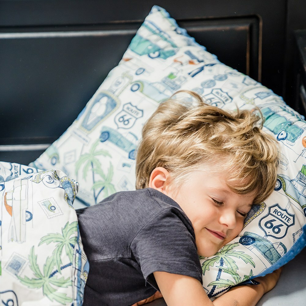 La Millou波蘭 豆豆大枕心｜棕櫚美妍花(綠底)｜煙燻櫻花粉