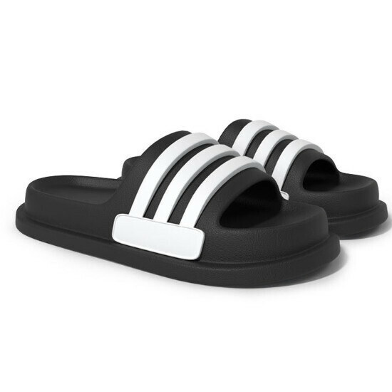 Hot Selling Three Stripes EVA Couple Anti-Slip Slippers [Black] [Size 36-45] (Please contact customer service to confirm the delivery size after placing the order)
