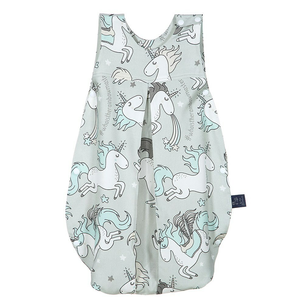 La Millou波蘭 抗菌竹纖涼感防踢被/防踢背心分腿扣(70cm)｜童話獨角獸(綠底)