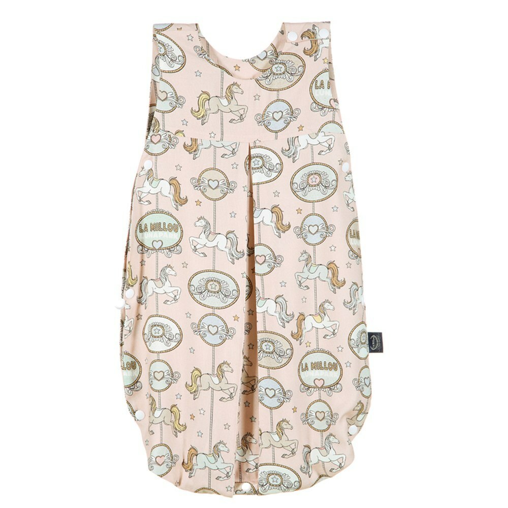 La Millou波蘭 抗菌竹纖涼感防踢被/防踢背心分腿扣(70cm)｜旋轉小木馬(粉底)