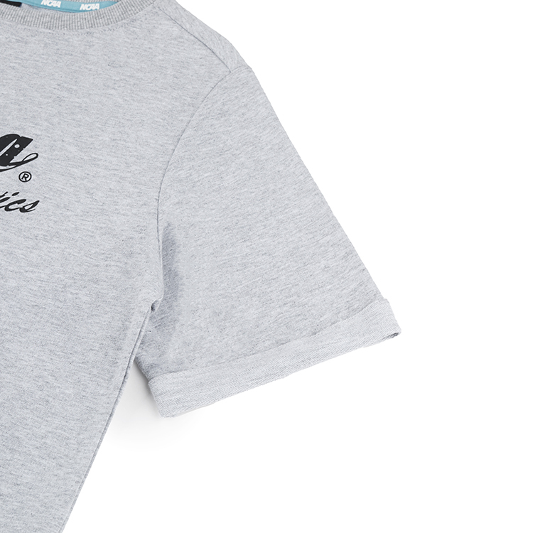 NCAA純棉印花短袖上衣,灰/黑,  下擺抽繩,草寫NCAA呈現休閒感搭配 74221121