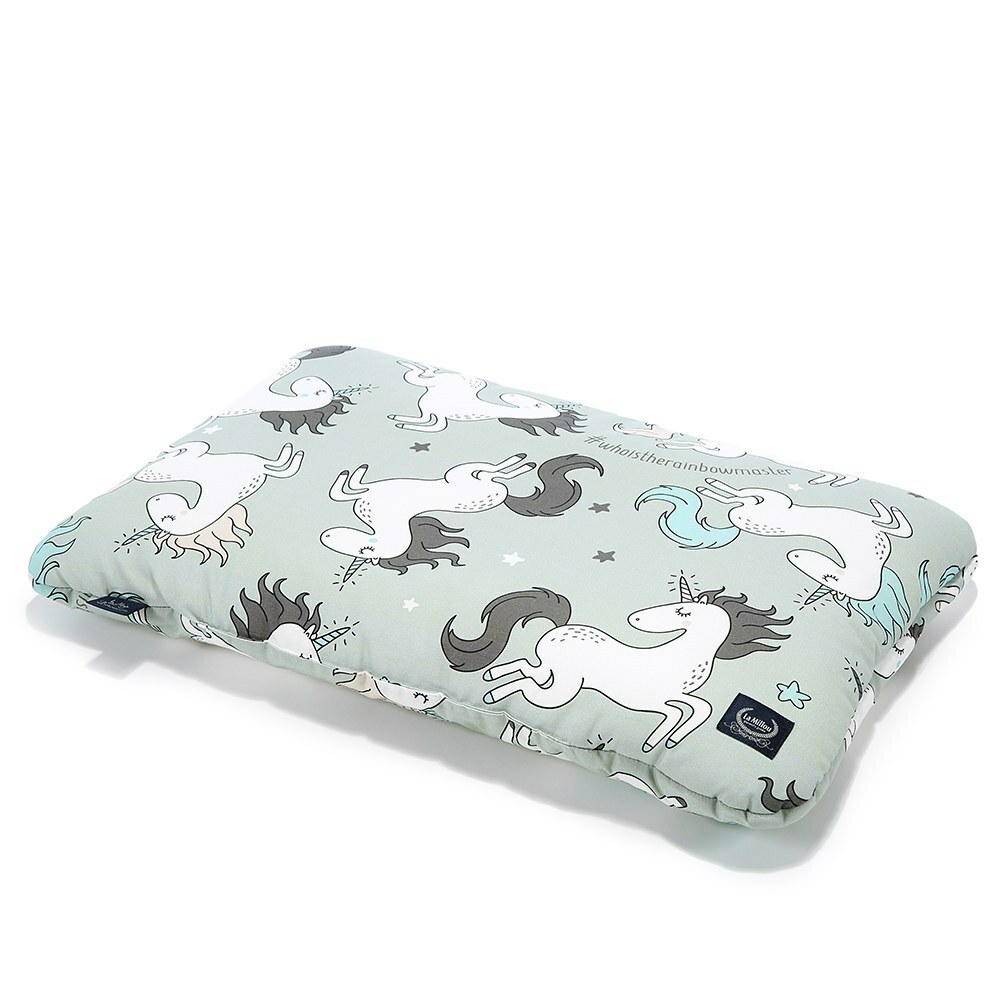 La Millou波蘭 竹纖涼感小童方枕(30x50cm)｜抗菌枕｜童話獨角獸(綠底)