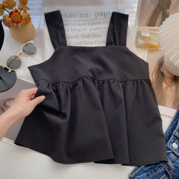 Back Bow Doll Shirt Vest (Black) [One Size]