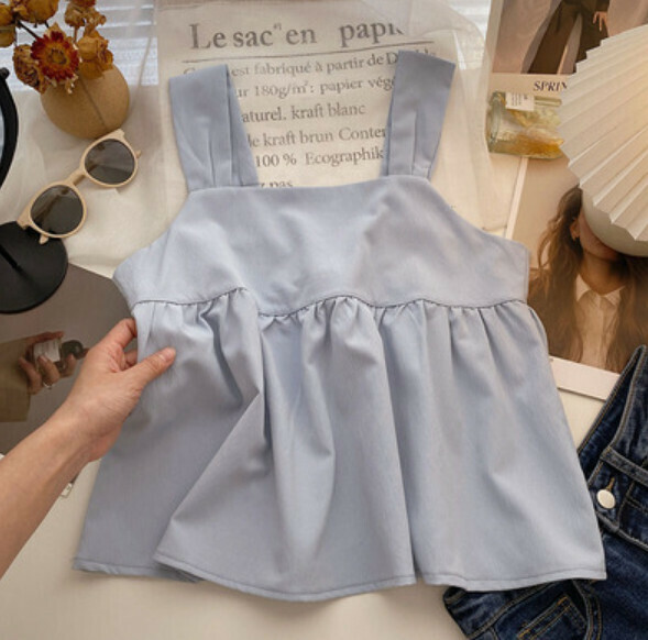 Back bow babydoll vest (blue) [one size]