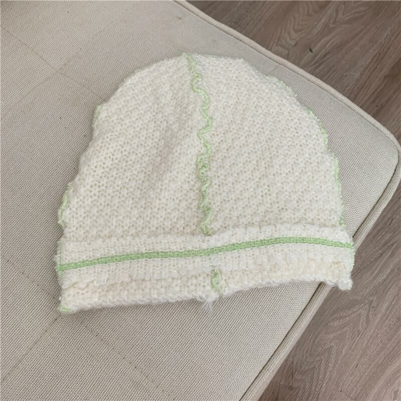 熱賣堆堆帽護耳包頭冷帽針織毛線帽(均碼（54-60cm）白色)