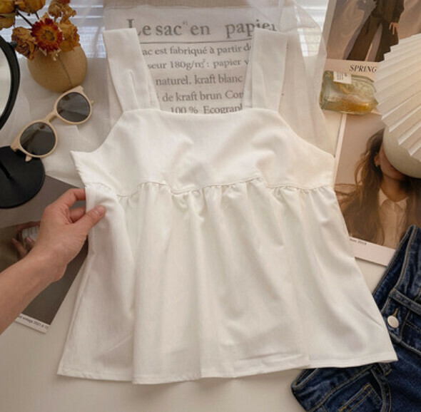 Back Bow Doll Shirt Vest (White) [One Size]