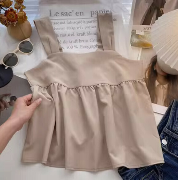 Back Bow Doll Shirt Vest (Khaki) [One Size]