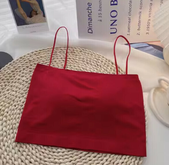 Summer bandeau vest with bra pad (short red) [one size]