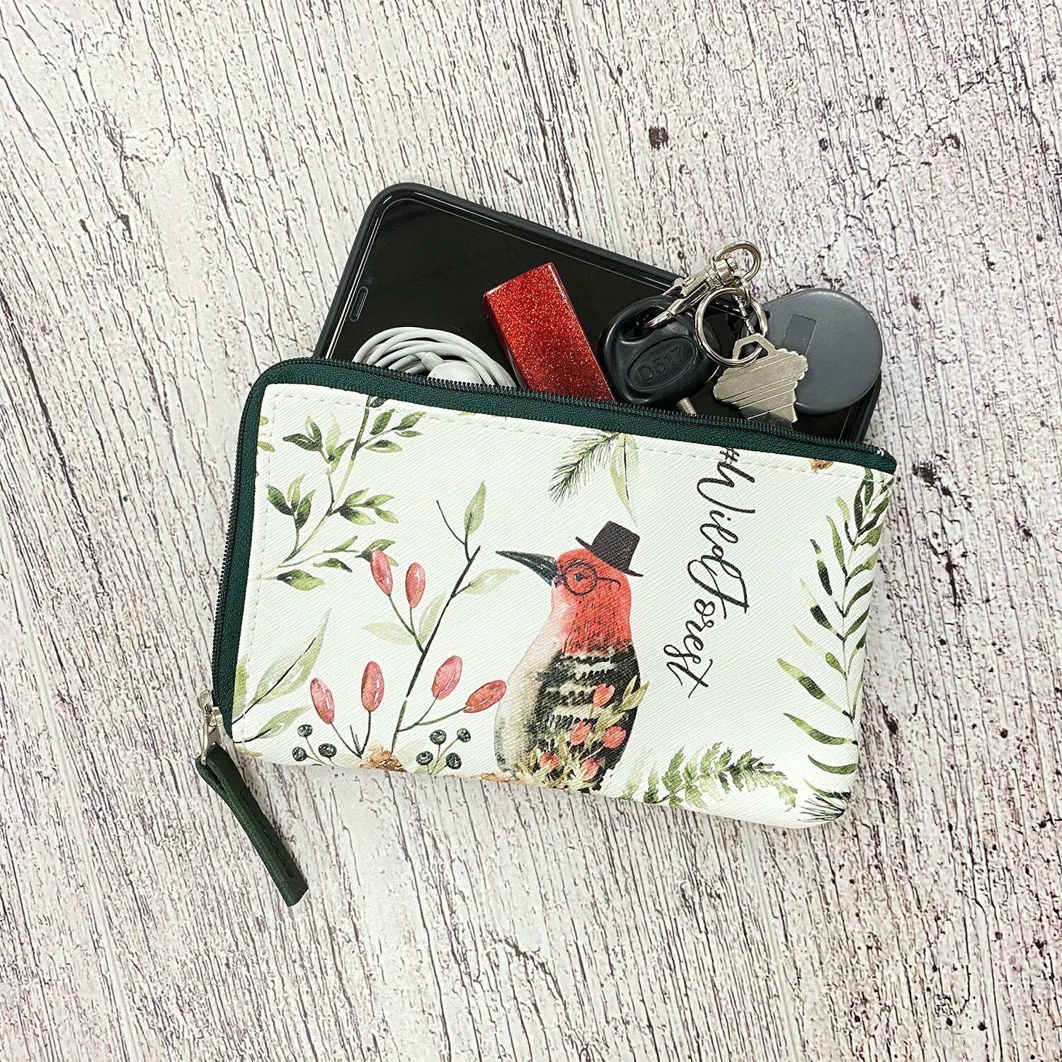 La Millou波蘭 FEERIA 妃芮亞多功能時尚mini手拿包(11x18cm)｜棕櫚粉紅鶴