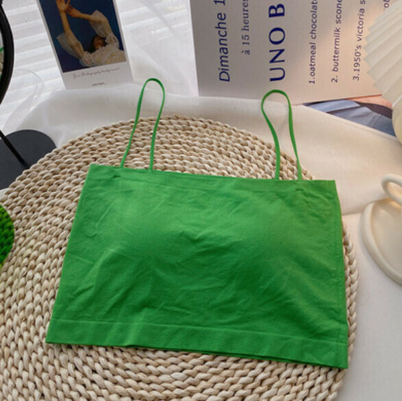 Summer bandeau vest with bra pad (short green) [one size]