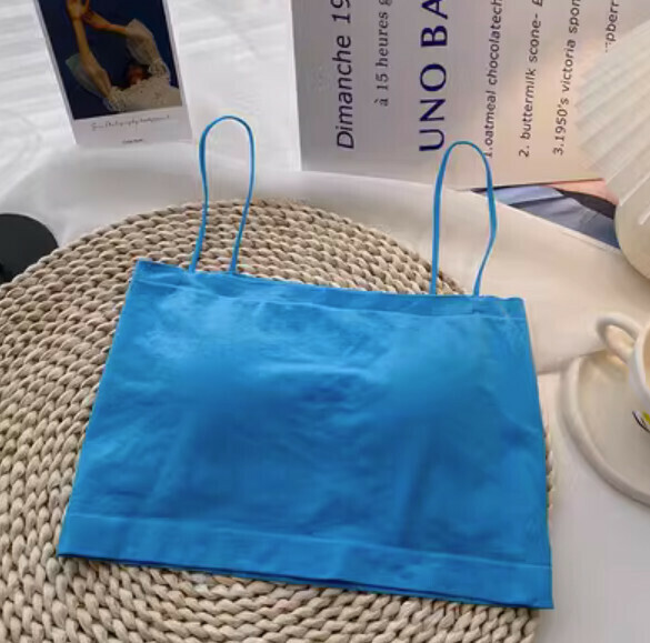 Summer bandeau vest with bra pad (short blue) [one size]
