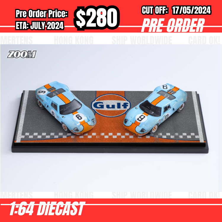PO-$280 * Zoom * 1:64 Ford GT40 MK1 Gulf #9 + #6 [OD14/05]