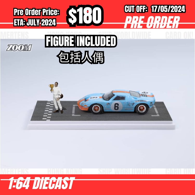 PO-$180 * Zoom * 1:64 Ford GT40 MK1 Gulf #6 w/figure [OD14/05]