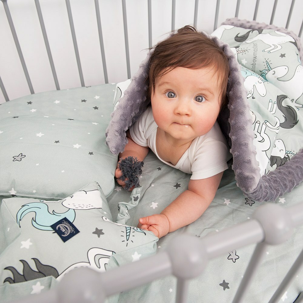 La Millou 拉米洛北歐風_嬰兒床單-威基基椰樹(藍底)