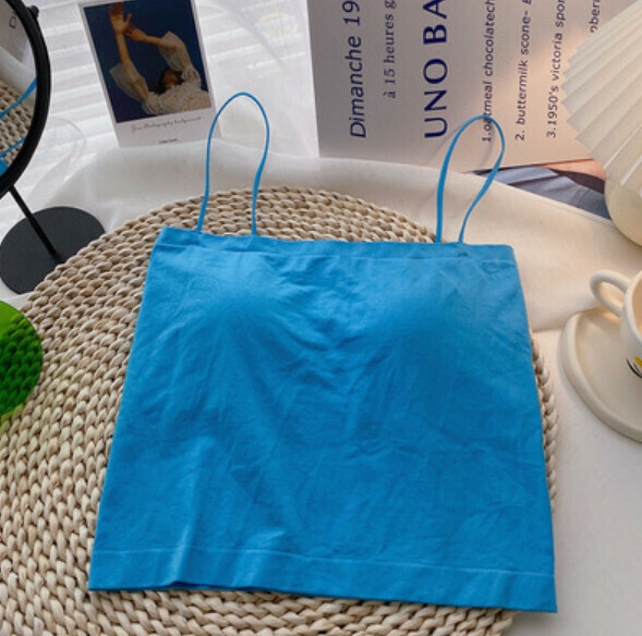 Summer bandeau vest with bra pad (long blue) [one size]