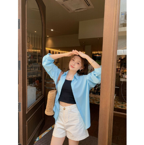 Summer light and breathable sunscreen shirt [blue] [M-L size] [Contact customer service to confirm size after placing an order]