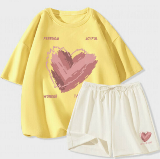 Hot selling casual sports suit [goose yellow (messy love) + milky white pants] [S-2XL size] (please contact customer service to confirm the delivery size after placing the order)