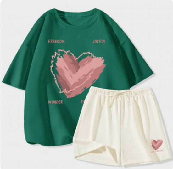 Hot selling casual sports suit [dark green (messy love) + milky white pants] [S-2XL size] (please contact customer service to confirm the delivery size after placing the order)