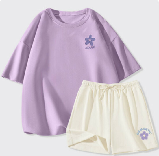 Hot-selling casual sports suit [Taro Purple (orchid chest logo) + Milk White Pants] [S-2XL Size] (please contact customer service to confirm the delivery size after placing the order)