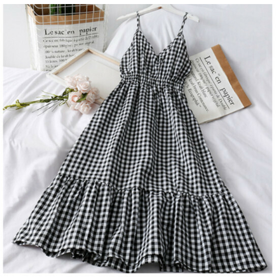 Elasticated waist midi dress (black) (one size)