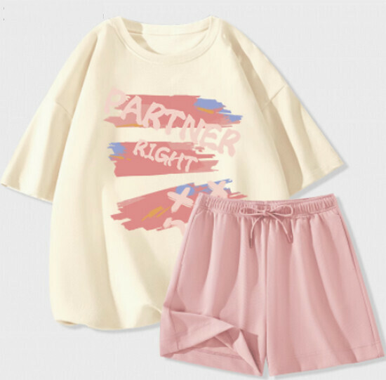 Hot selling casual sports suit [milk white (partner) + pink pants] [S-2XL] (please contact customer service to confirm the delivery size after placing the order)