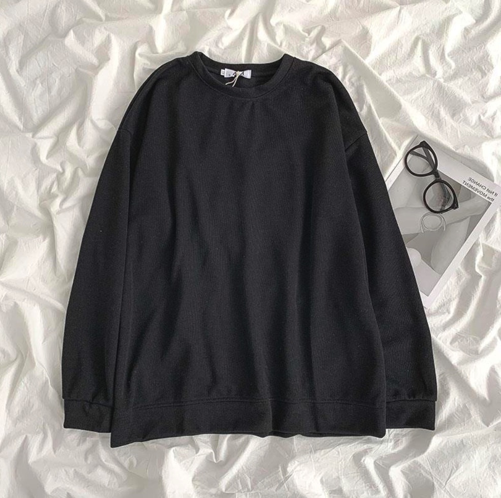 熱賣圓領長袖套頭甜酷上衣(黑色）（尺碼M-2XL）(下單後聯絡客服確認發貨尺碼）