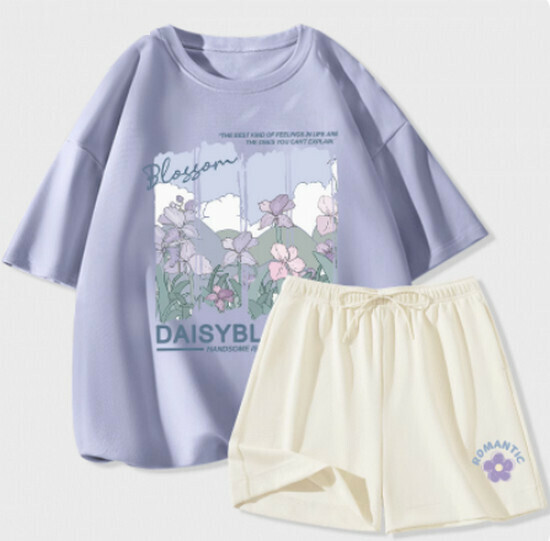 Hot selling casual sports suit [light blue (mountain iris) + milk white pants] [S-2XL size] (please contact customer service to confirm the delivery size after placing the order)