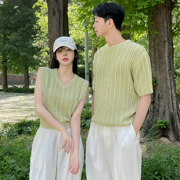 夏季清新針織情侶穿搭｜短袖 / 背心 (四色)