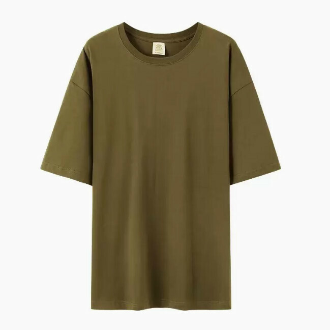 爆款不透純棉打底短袖t恤男（芥黃色 尺碼：S-3XL）（下單後聯絡客服確認發貨尺碼）