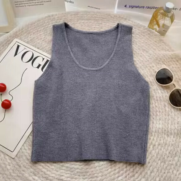 Pre-Autumn Knitted Vest (Gray) [One Size]