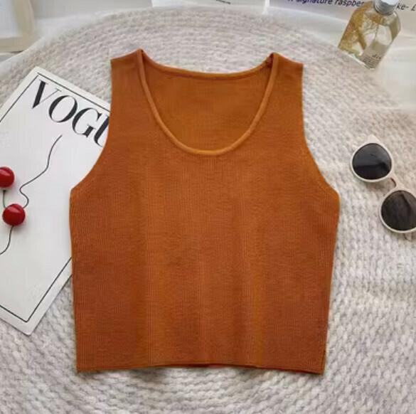 Early Autumn Knitted Vest Vest (Orange) [One Size]