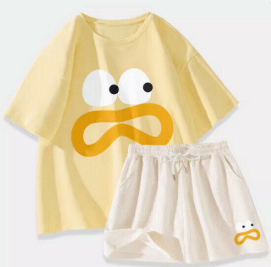 Hot-selling sports suit [goose yellow (stunned) + milky white pants] [S-XL size] (please contact customer service to confirm the delivery size after placing the order)
