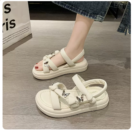 Women's flatform platform Roman sandals (beige/size 35-40) (contact customer service to confirm shipping size after placing an order)