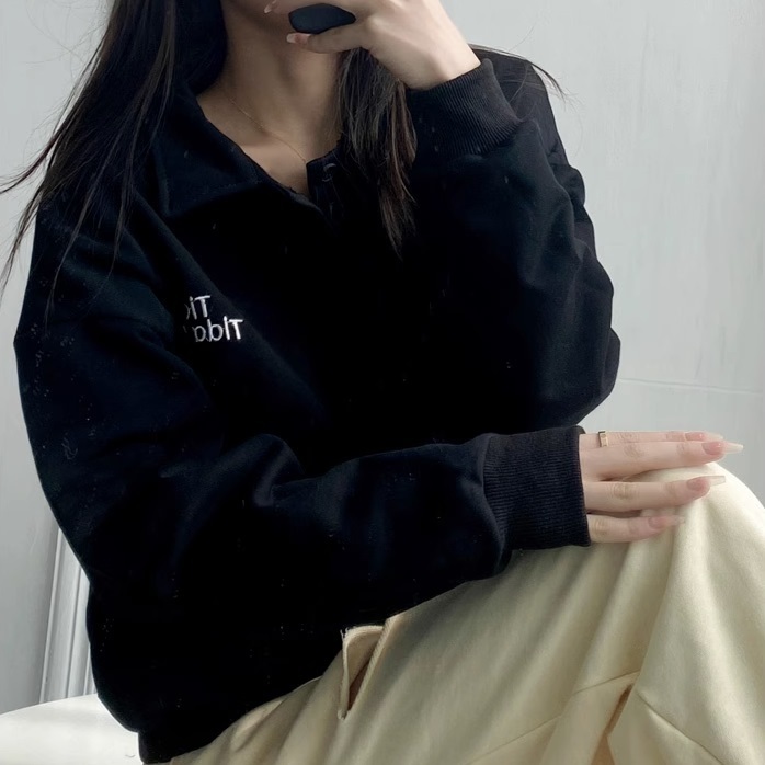 熱賣字母刺繡長袖運動衛衣(黑色)(S-L碼)(下單後聯絡客服確認發貨尺碼)