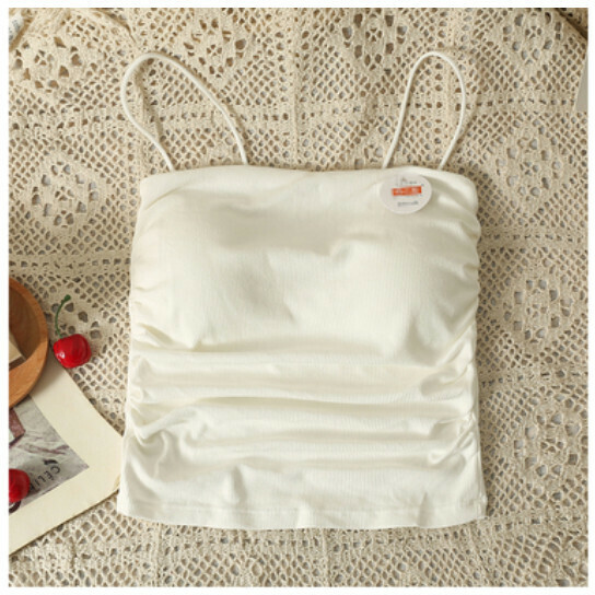 Cropped Versatile Base Top with Chest Padded Camisole (White) (One Size)
