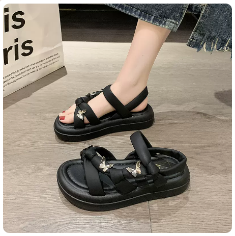 Women's Pancake Platform Roman Sandals (Black/Size 35-40) (Contact Customer Service to confirm shipping size after placing an order)