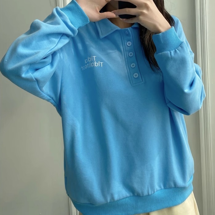 熱賣字母刺繡長袖運動衛衣(藍色)(S-L碼)(下單後聯絡客服確認發貨尺碼)