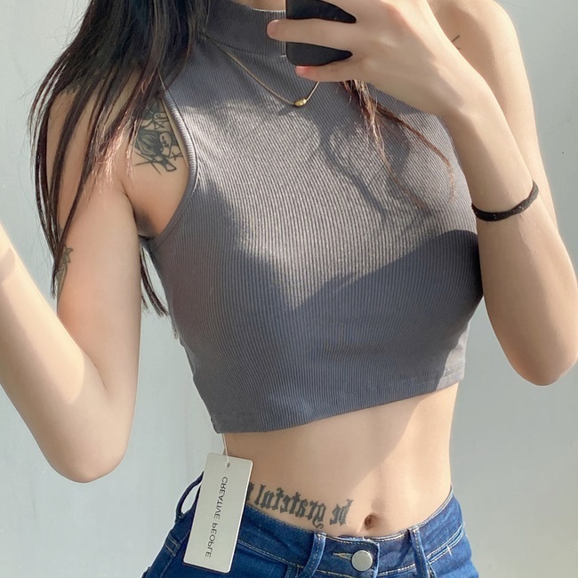 Hot selling half turtleneck vest (dark gray) (S/M size) (contact customer service after placing order to confirm delivery size)