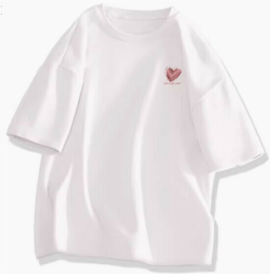 Hot selling short-sleeved cotton t-shirt [white (messy love chest mark)] [S-2XL size] (please contact customer service to confirm the delivery size after placing the order)